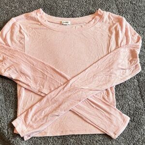 Garage Light Pink Ribbed Long Sleeve Tee